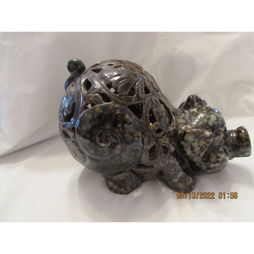 Large Pig Tea Light Candle Holder brown